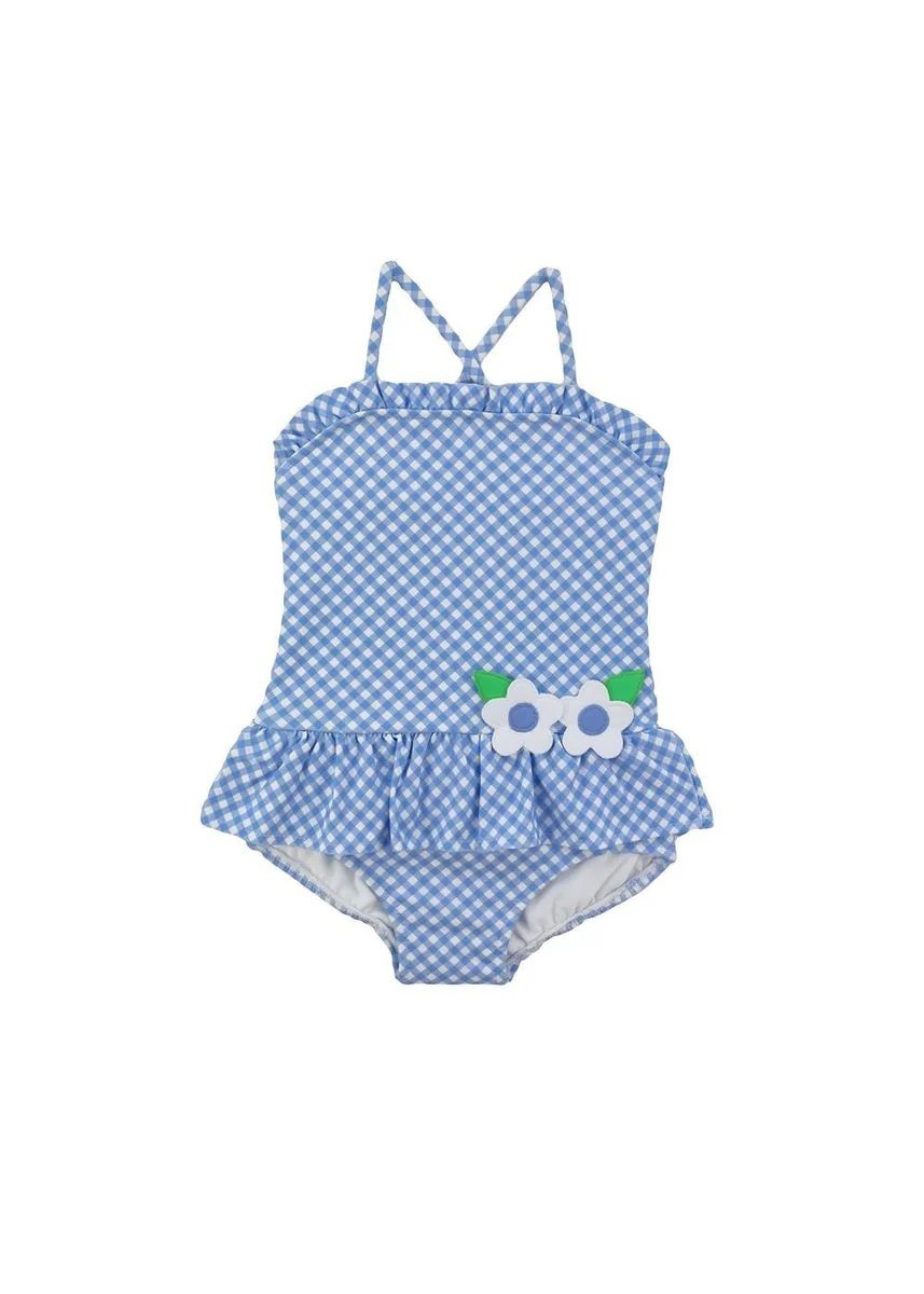Sea Breeze Gingham Swimsuit With Flowers | Florence Eiseman