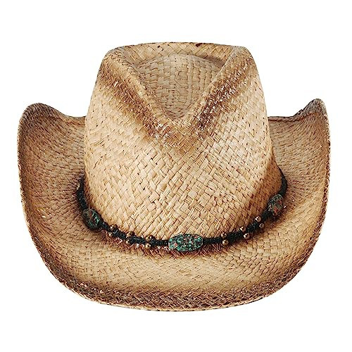 Straw Cowboy Hats for Women Straw Cowgirl Hat Womens Sun Hat Beach Hat for Women Wide Brim Western Classic Cowboy Straw Hat Outback Toyo Cowboy Hats | Amazon (US)