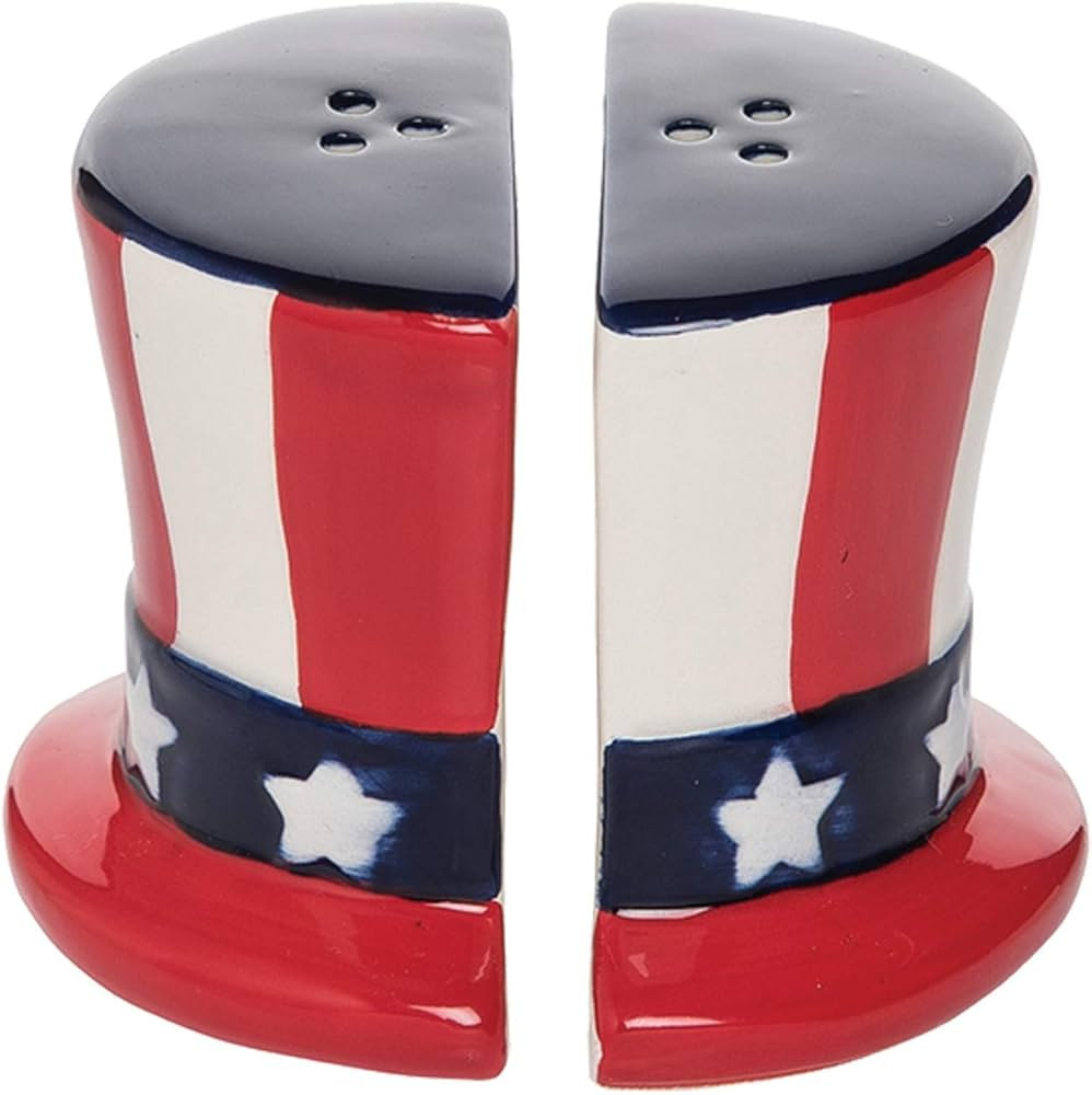 C&F Home Patriotic Uncle Sam Stars & Stripes Hat Salt & Pepper Shaker Set Red White And Blue Amer... | Amazon (US)