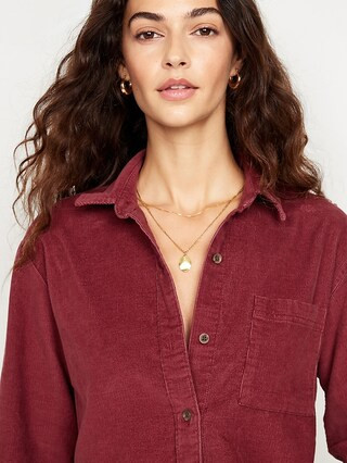 Cropped Button-Down Corduroy Shirt | Old Navy (US)