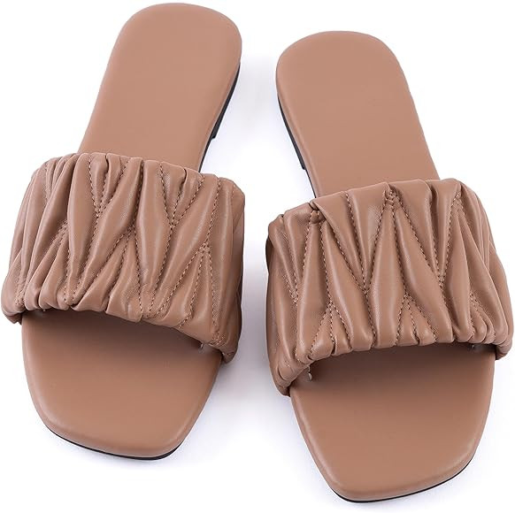 Mtzyoa Women Flat Sandals Braided Leather Nude Summer Dressy Fashion Evening Party Wedding Sandal... | Amazon (US)