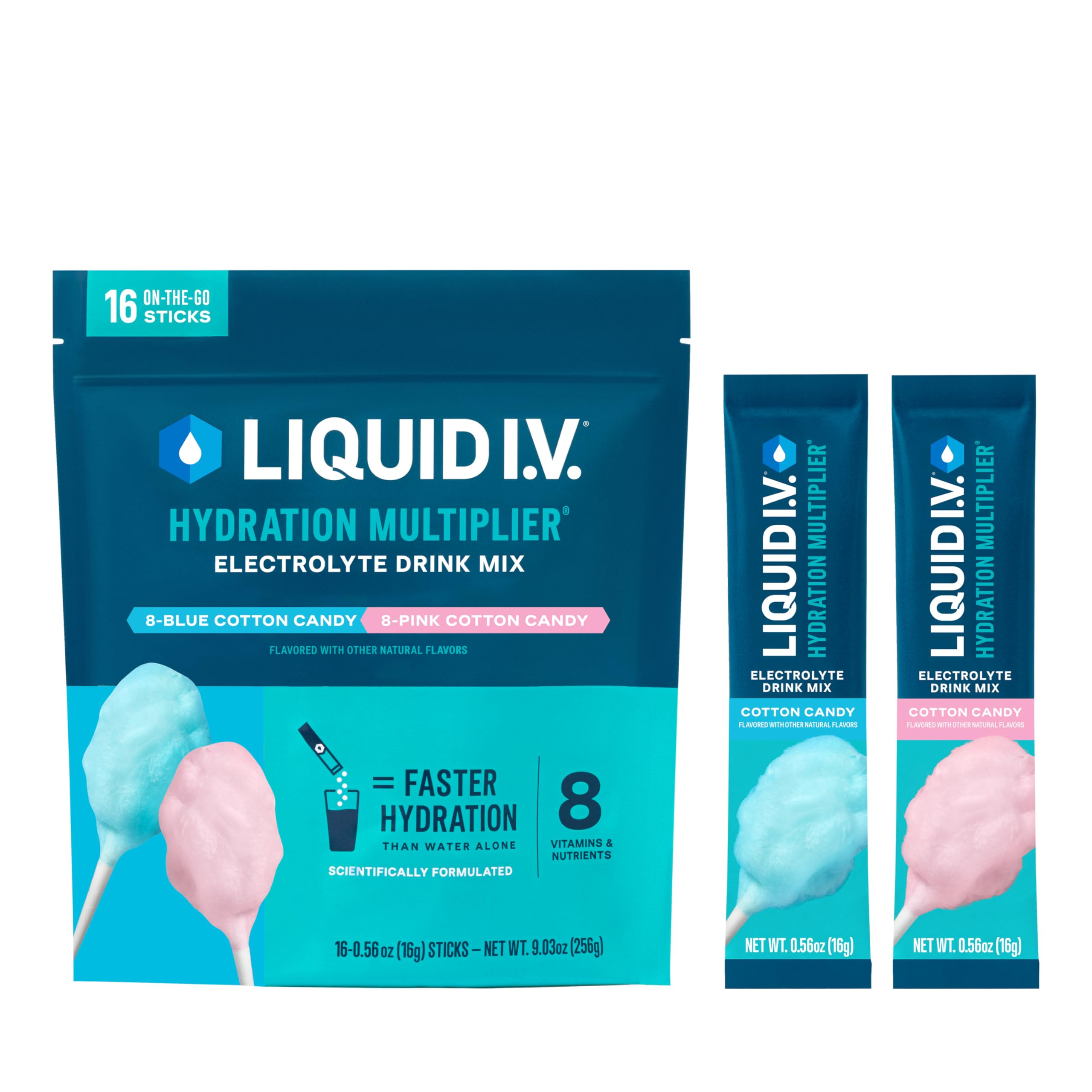Liquid I.V.® Hydration Multiplier - Cotton Candy | Electrolyte Powder Drink Mix | 1 Pack (16 Servings) | Amazon (US)