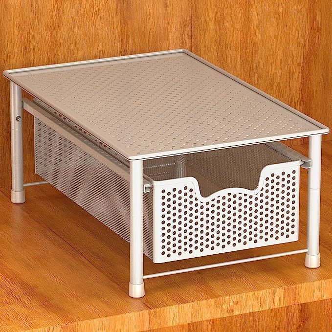 Simple Houseware Stackable Cabinet Basket Drawer Organizer, White | Amazon (US)