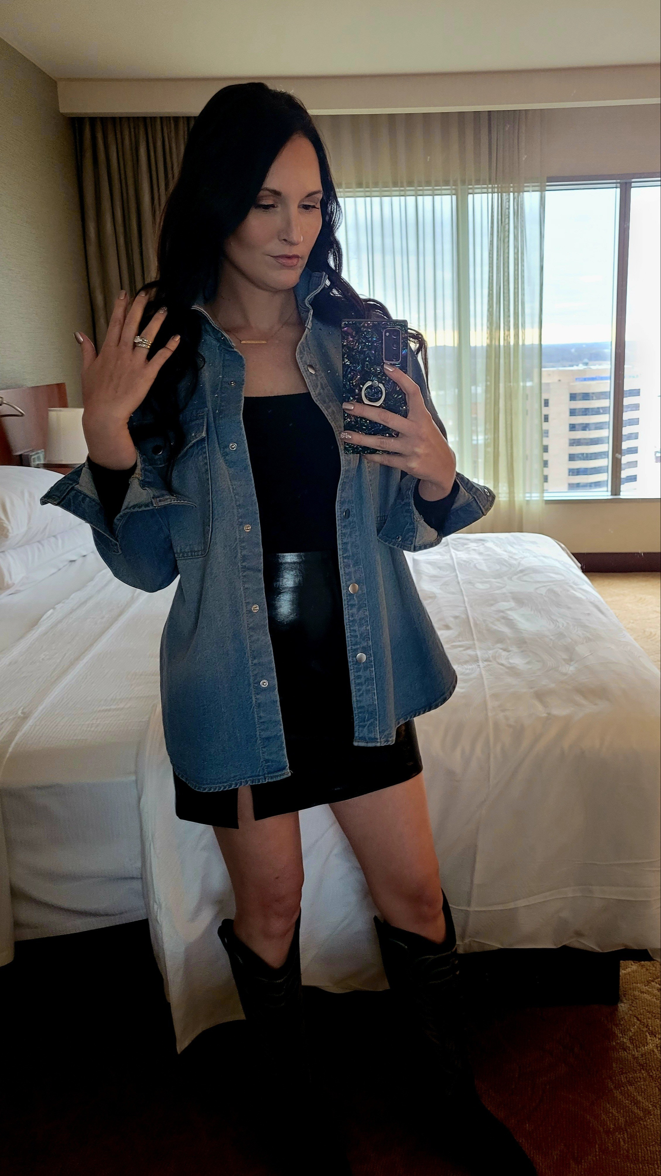 Country concert outfit,  denim shacket,  faux leather skirt,  western boots, concert outfit

#LTKFestival #LTKSeasonal #LTKshoecrush