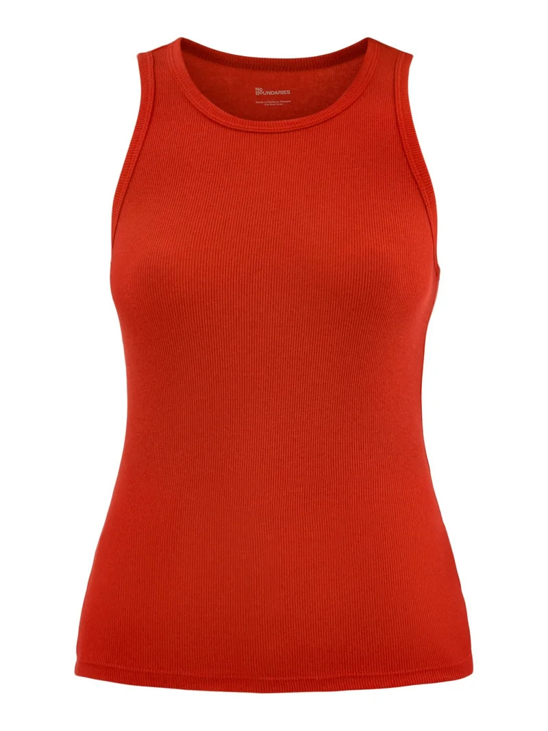 No Boundaries Ribbed High Neck Tank Top, Women's | Walmart (US)