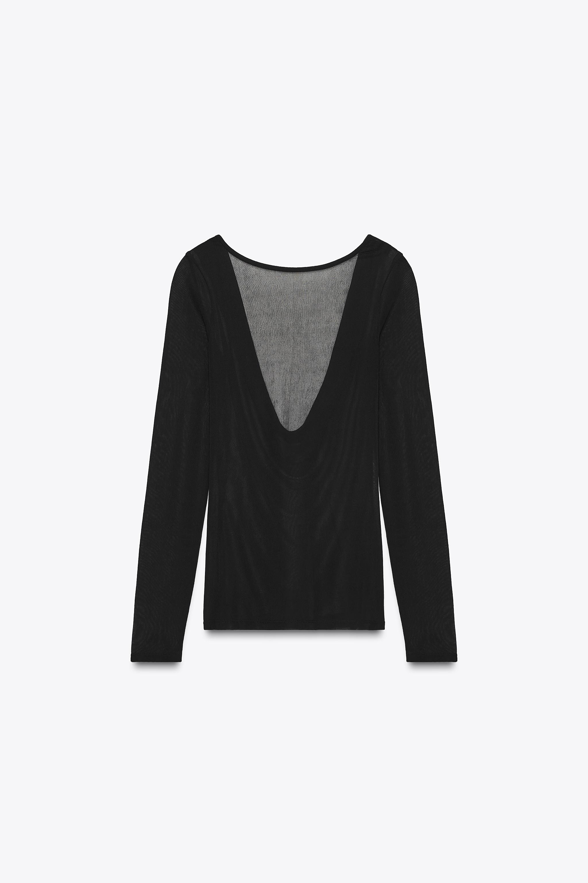SEMI-SHEER T-SHIRT WITH DRAPED BACK | Zara UK