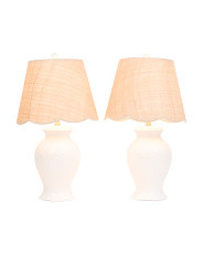 2pk 26in Ceramic Table Lamps With Woven Rattan Shade | Marshalls