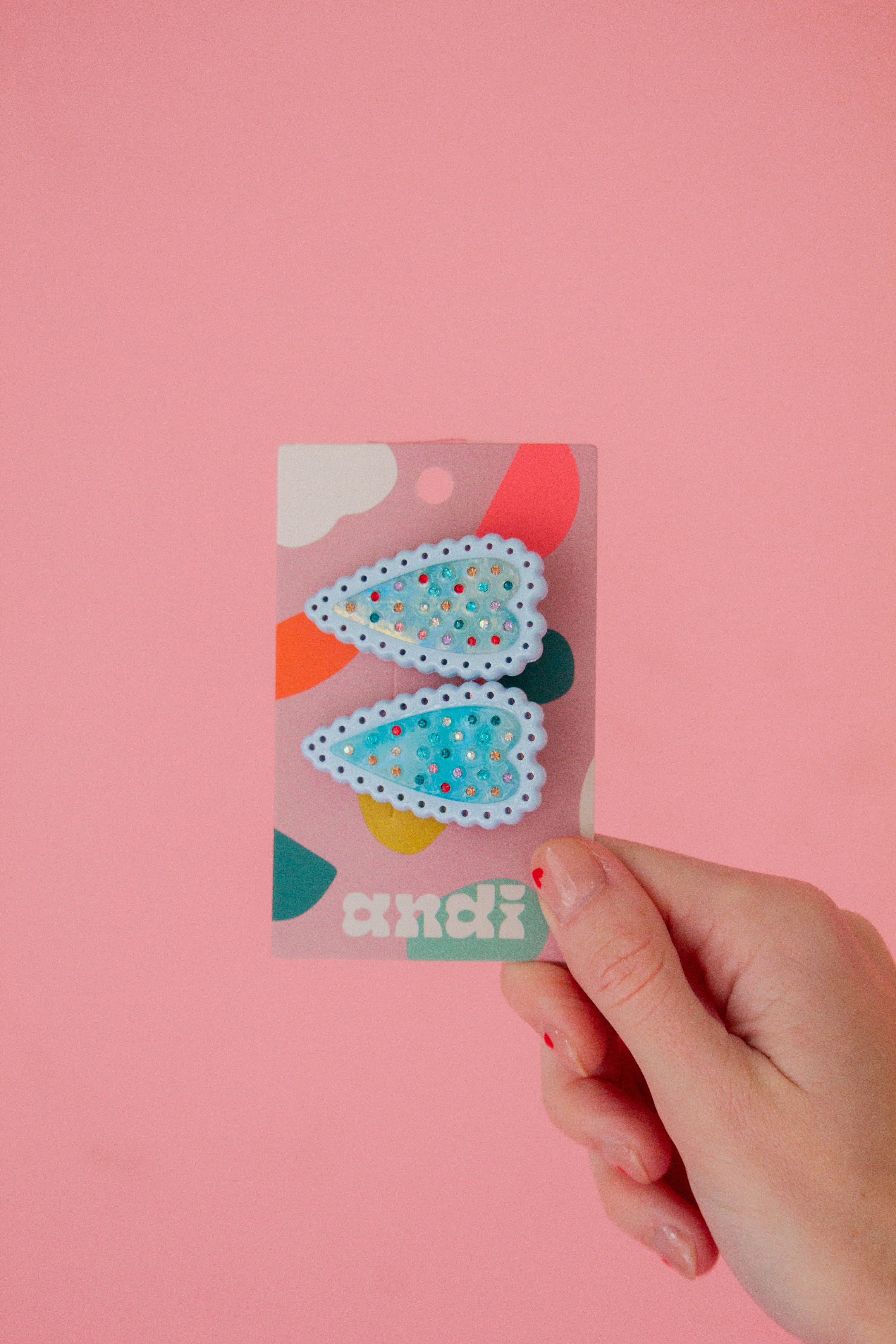 Rhinestone Heart Alligator Clips 2-Pack | Shop Andi