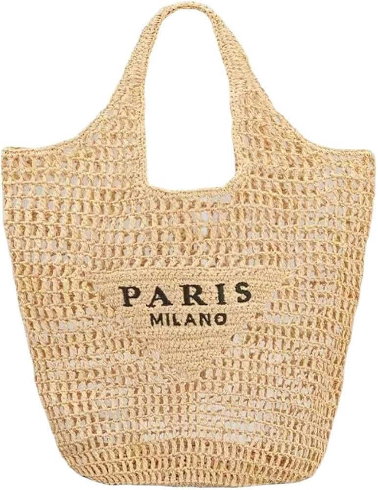 Large Straw Beach Bag for Women Handmade Crochet Beach Bag Mesh Hollow Woven Tote Bag for Vacatio... | Amazon (US)