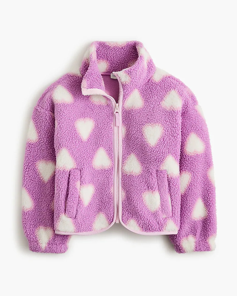 Girls' heart sherpa full-zip | J.Crew Factory