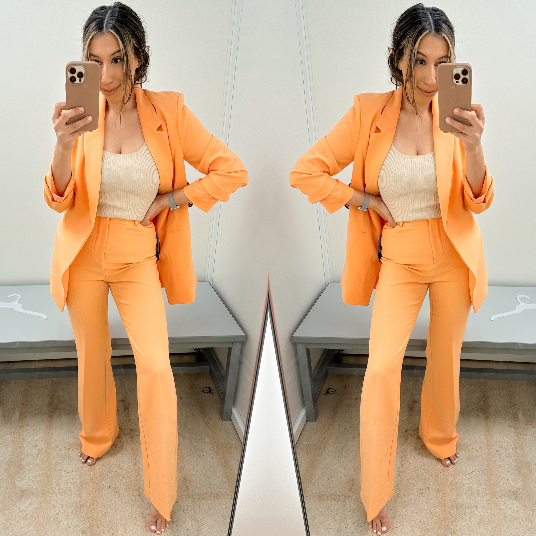 Creamsicle suit dreams 🧡🧡🧡 wearing a small blazer and top with xs pants, if you have a booty stay in your regular size though!

#LTKstyletip #LTKworkwear #LTKunder50