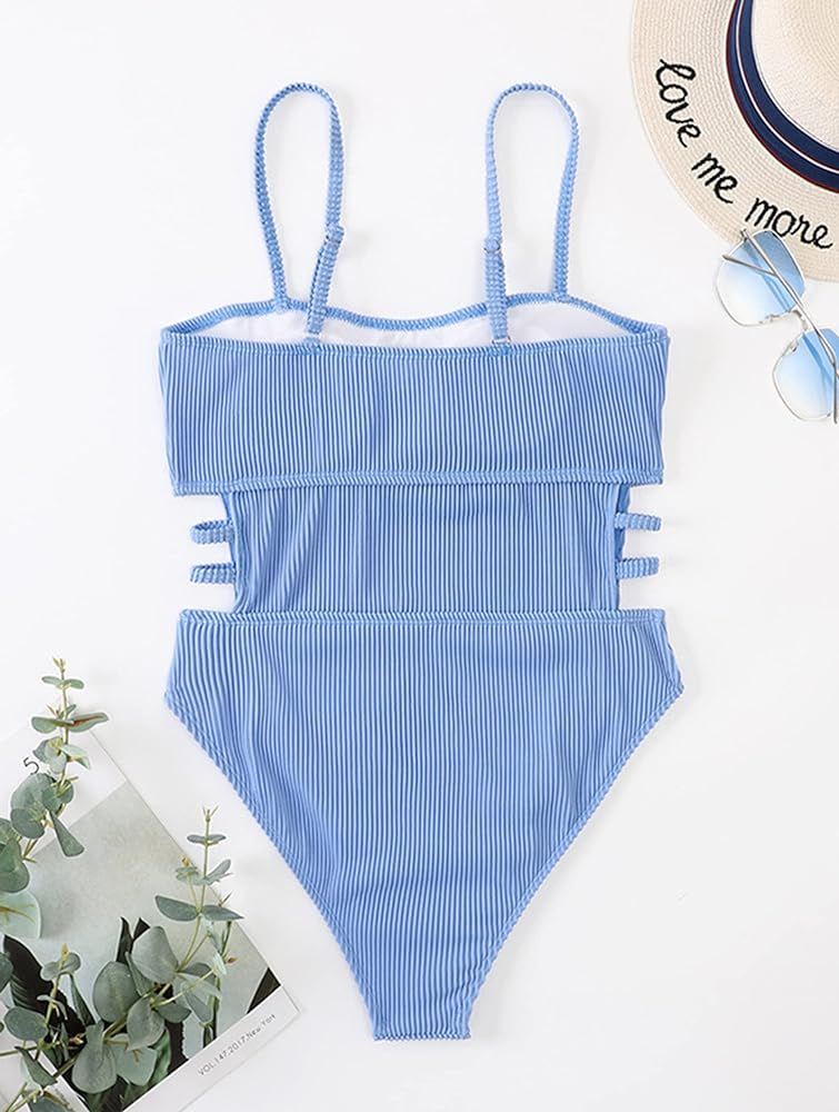 Hilinker Women's Ribbed One Piece Swimwear  Tummy Control - Amazon Swim | Amazon (US)
