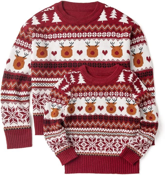 Simplee kids Ugly Christmas Sweater Family Matching Outfits for Holiday Party Knitted Pullover | Amazon (US)