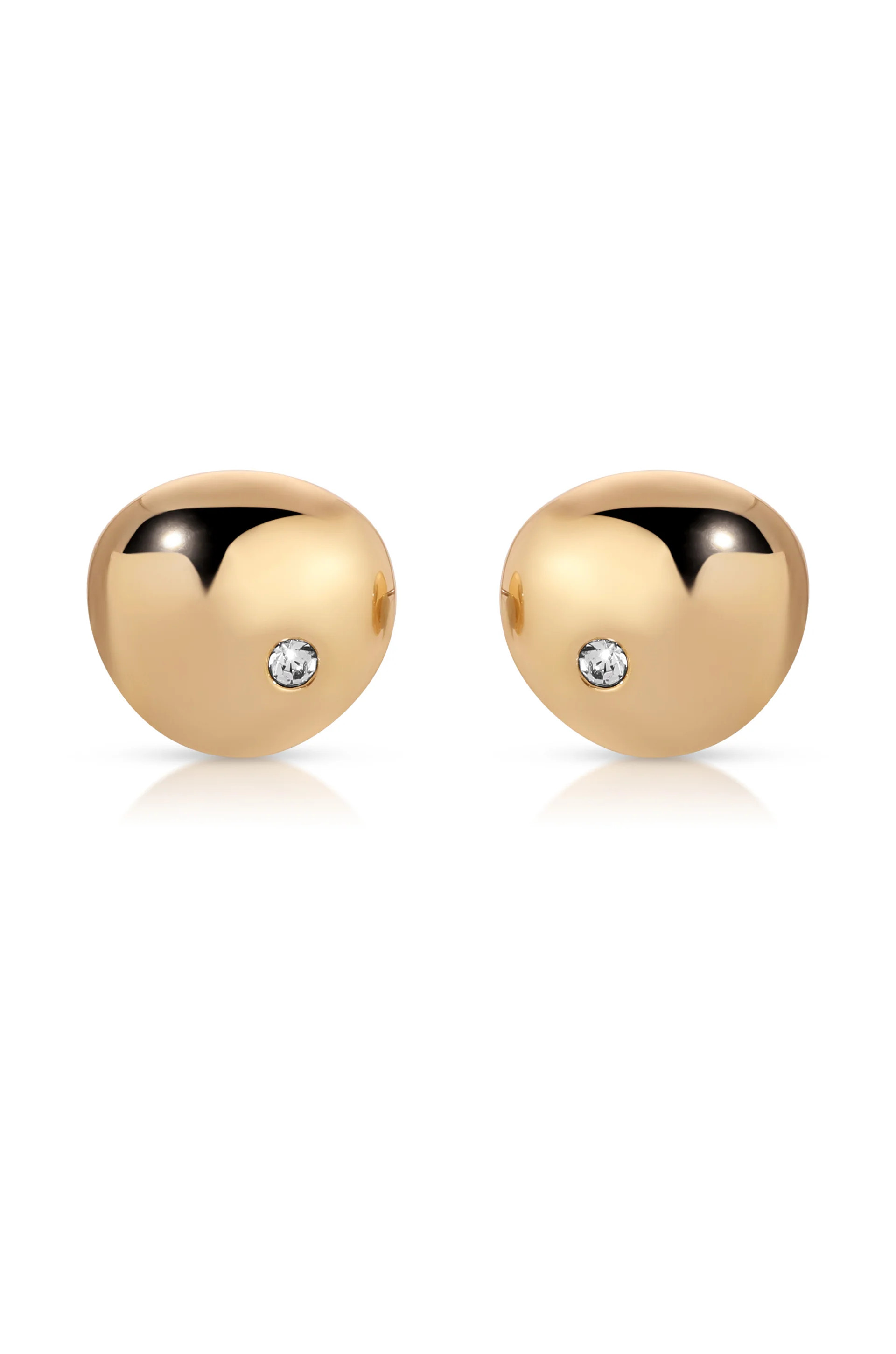 Polished Pebble Single Crystal Stud Earrings | Ettika