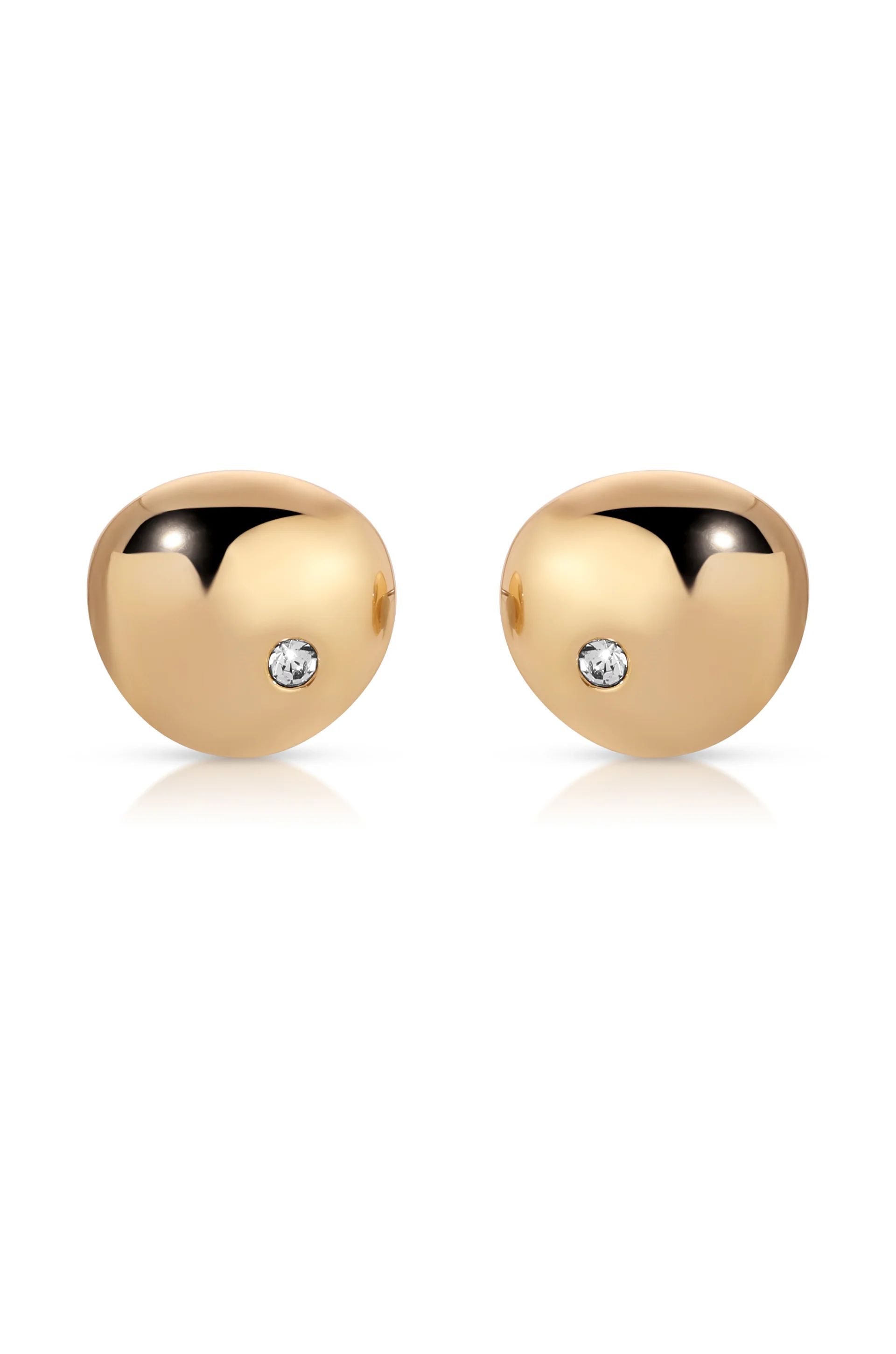Polished Pebble Single Crystal Stud Earrings | Ettika