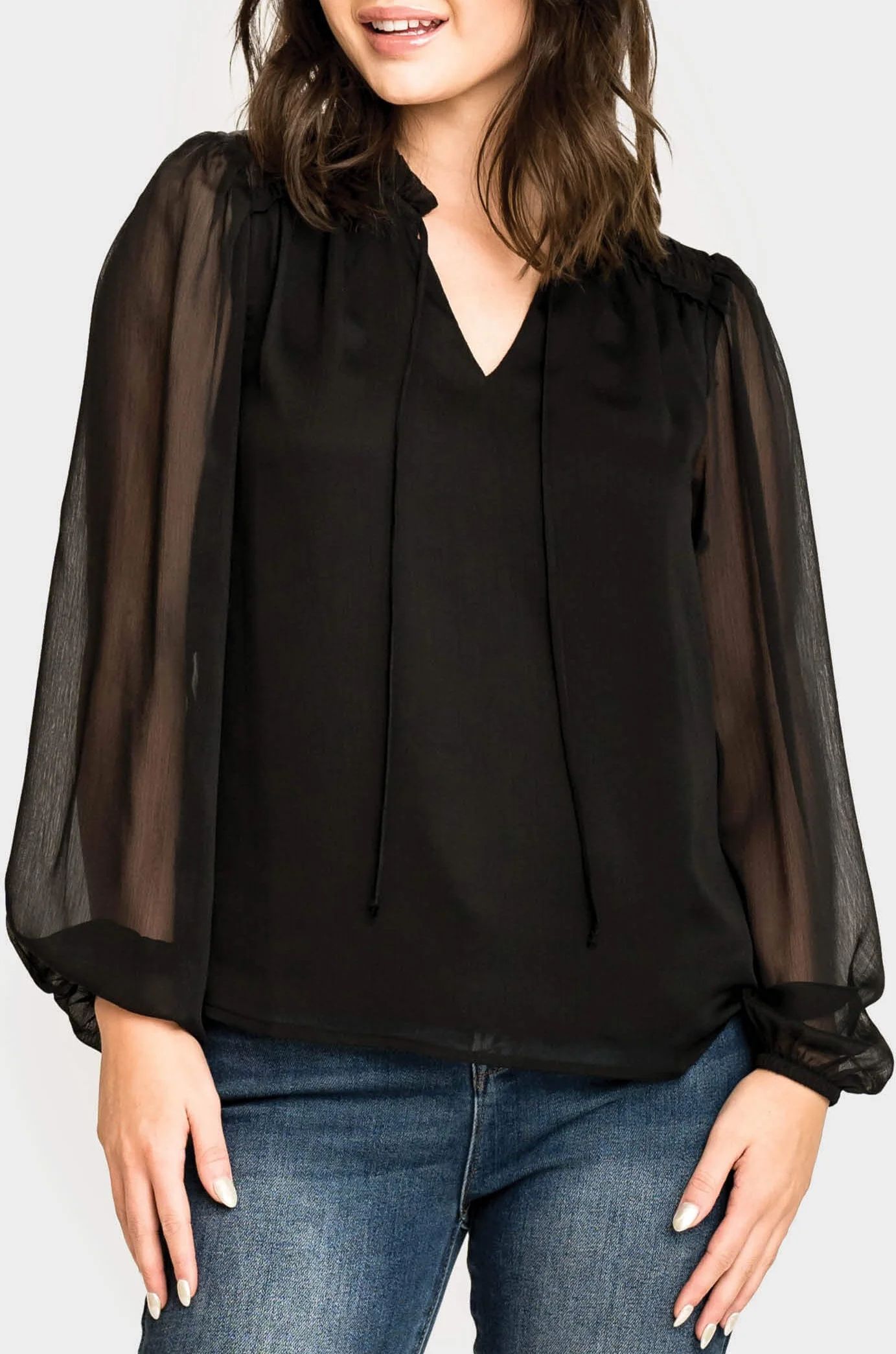 Long Sleeve Smocked Detail Blouse | Gibson