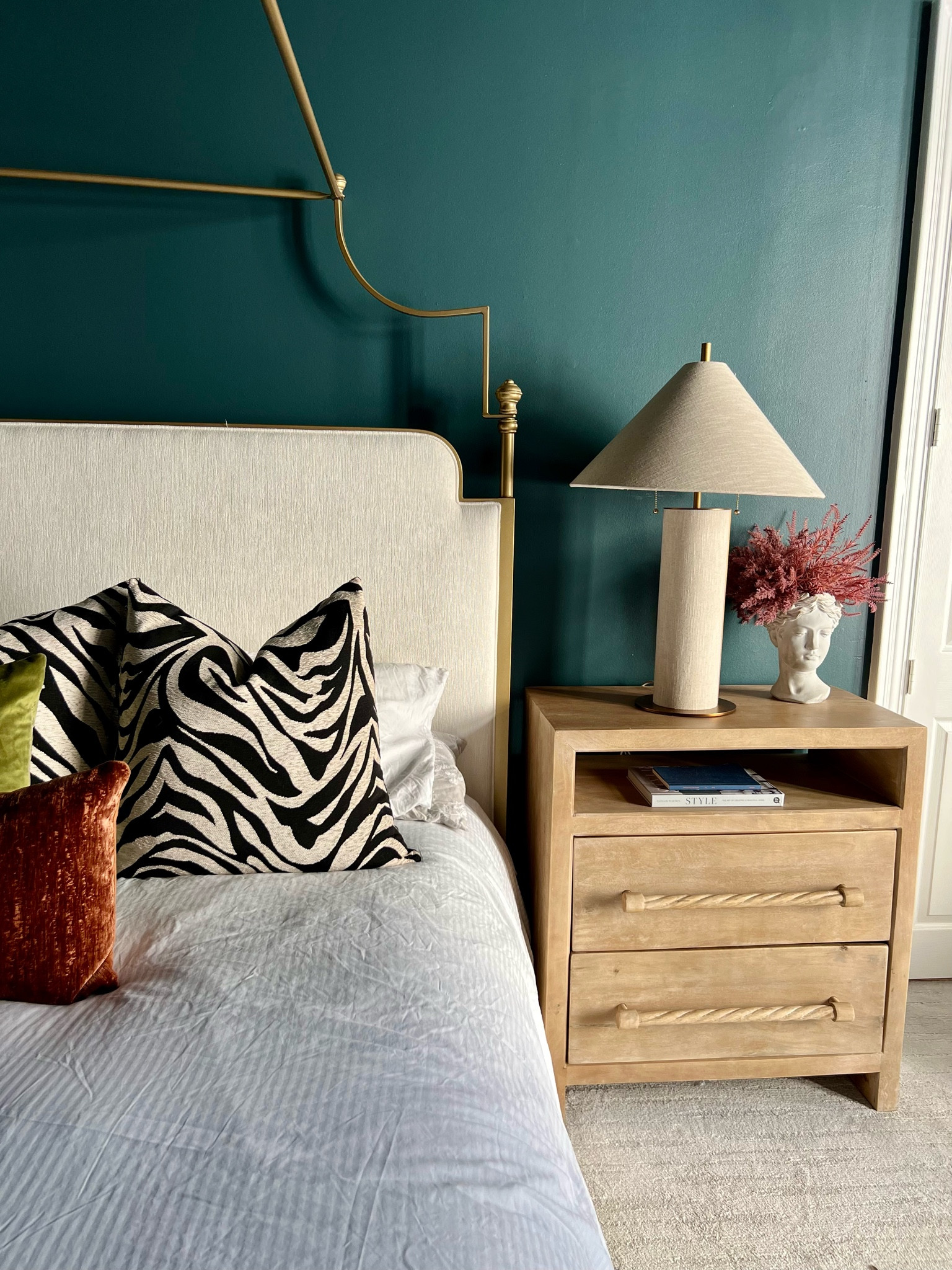 Lamp, nightstand, canopy bed frame, throw pillows 

#LTKhome #LTKstyletip #LTKFind