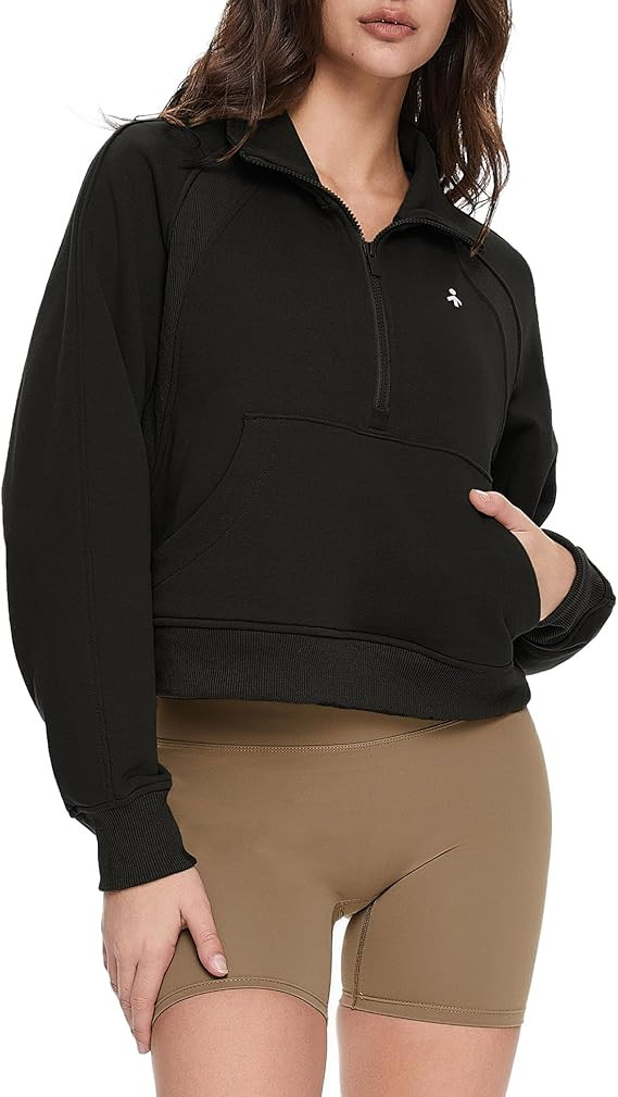 Orolay Women's Half Zip Sweatshirt - Long Sleeve Cropped Pullover Tops Trendy Clothes with Pocket | Amazon (US)