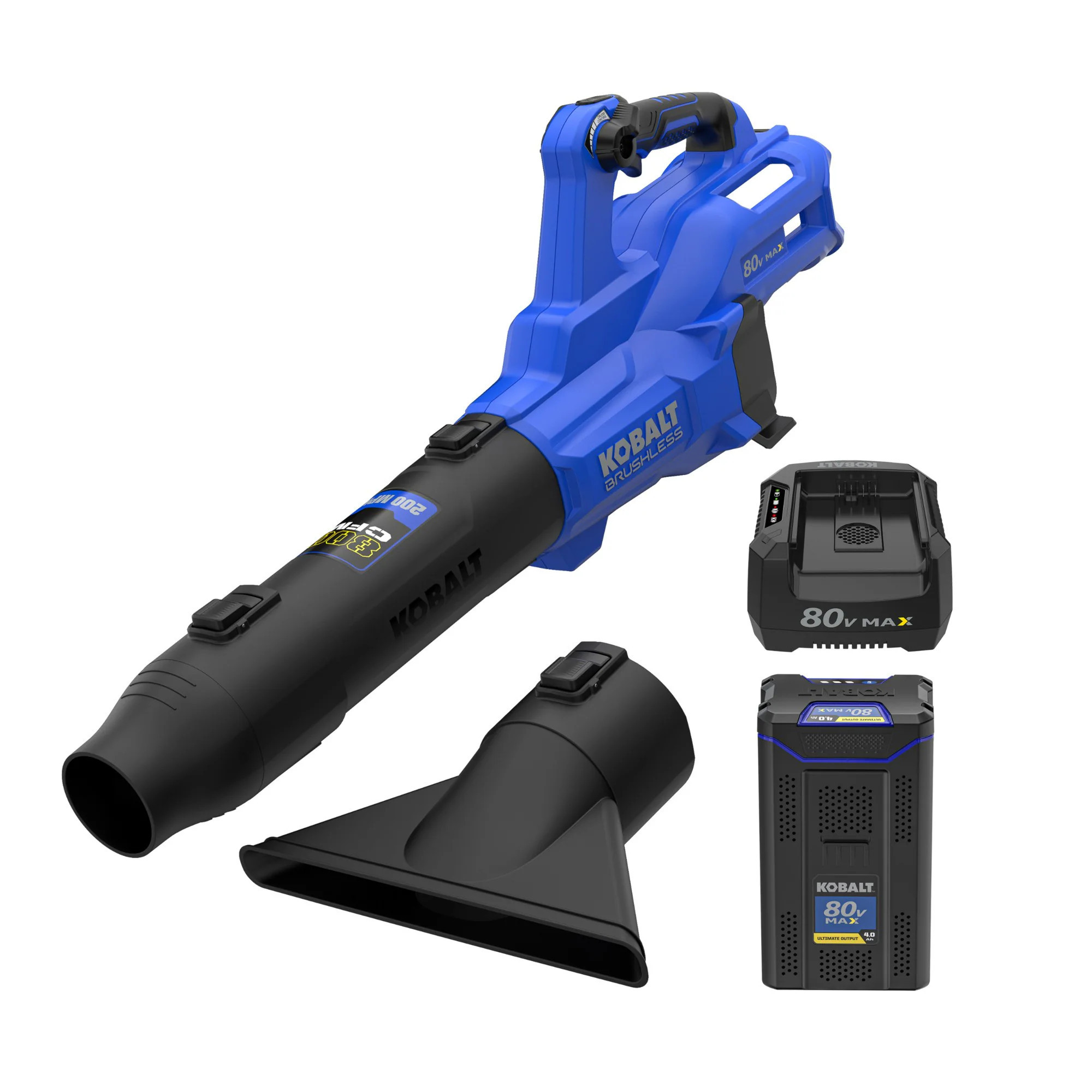 Kobalt 80-volt 800-CFM 200-MPH Battery Handheld Leaf Blower 4 Ah Battery Included Charger Included one_size | KHB 4081-06 | Lowe's