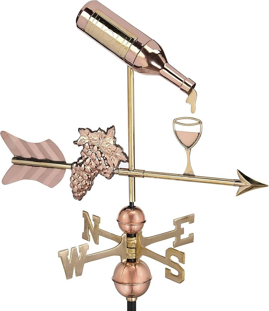 Wine Bottle with Grapes and Glasses Weathervane - Pure Copper by Good Directions | Amazon (US)