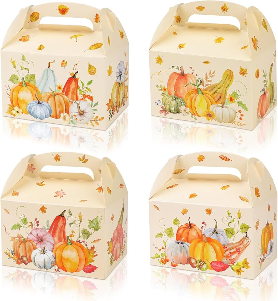 Konsait 12 Pack Pumpkin Boxes for Treats, Kraft Paper Fall Treat Boxes Bulk, Watercolor Pumpkin H... | Amazon (US)