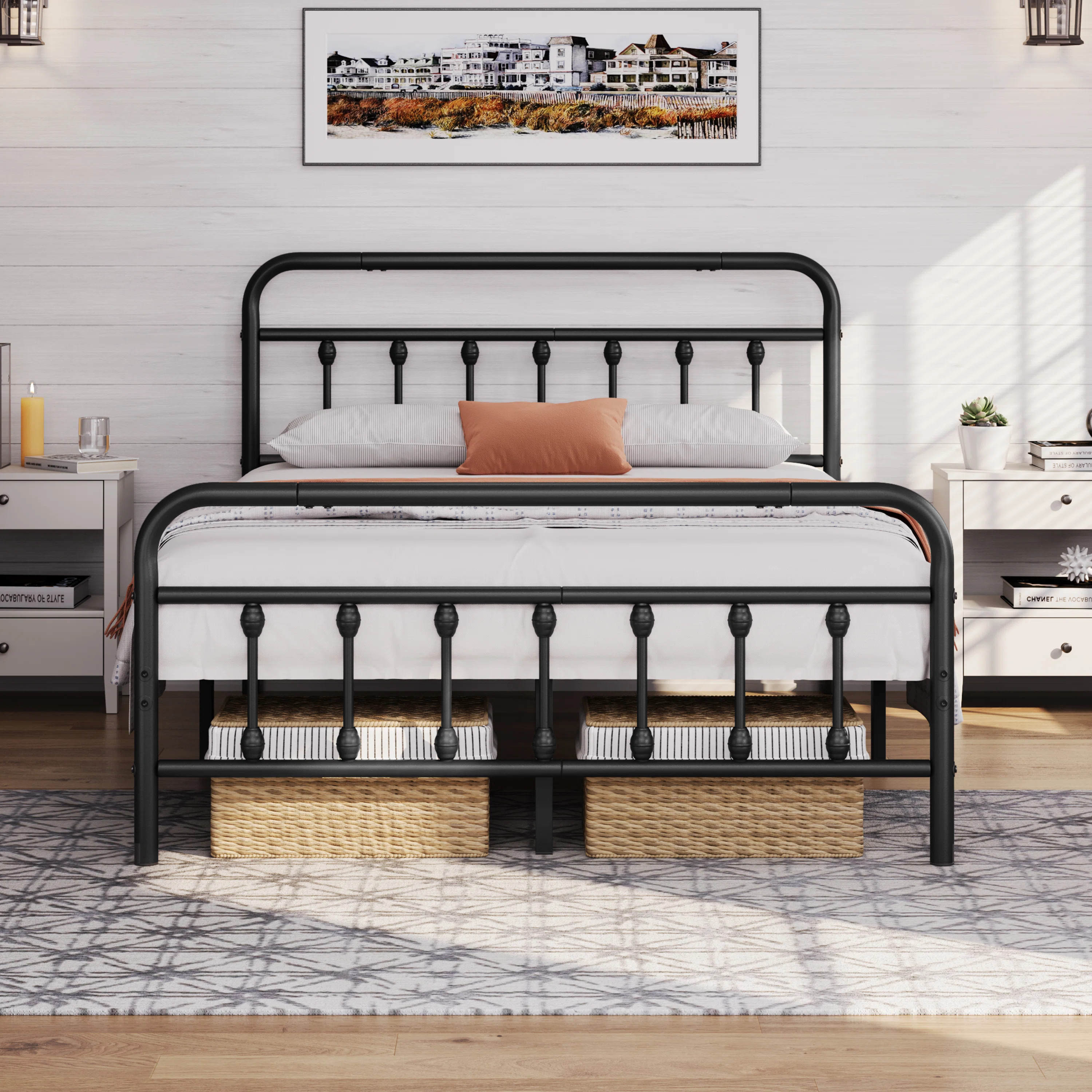 Classic Iron Platform Bed with High Headboard and Footboard | Wayfair North America