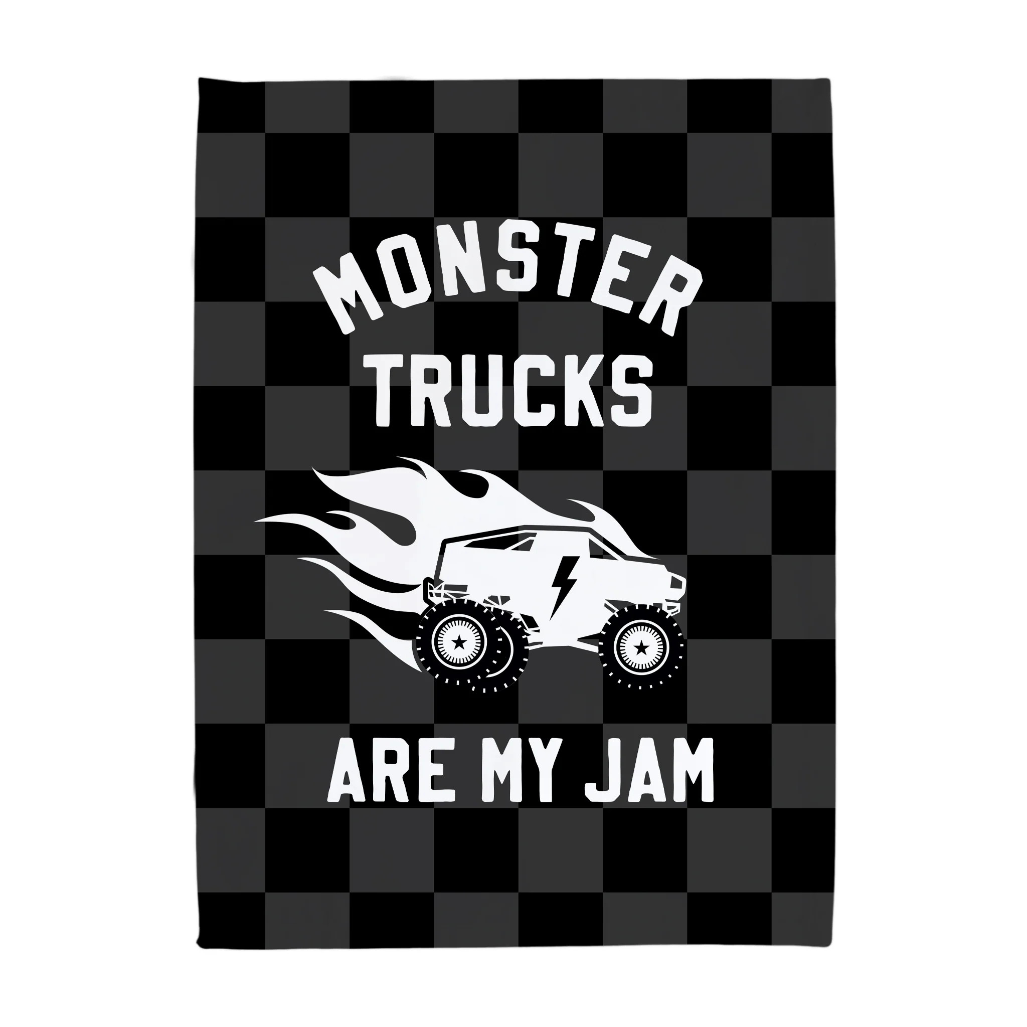 Monster Trucks are my Jam Banner - Hunny Prints x @jassn2 {Grey + Black Check} | Hunny Prints