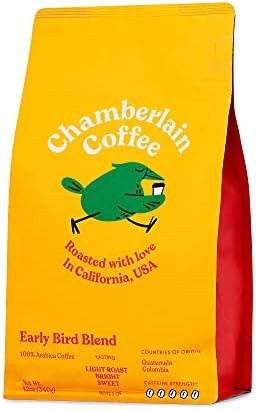 Chamberlain Coffee Early Bird Blend - Light Roast, Organic Coffee, Whole Bean, 12oz | Amazon (US)