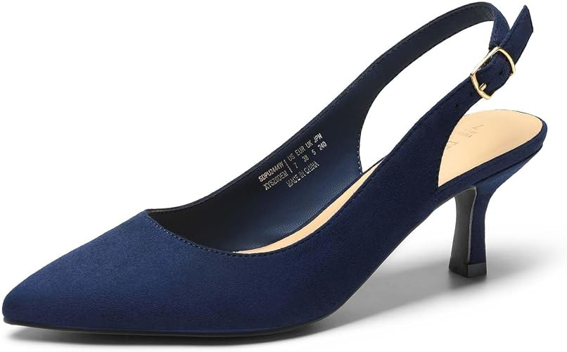 DREAM PAIRS Women's Kitten Heel Slingback Pointed Closed Toe Low Stiletto Heels Dress Bridal Eleg... | Amazon (US)