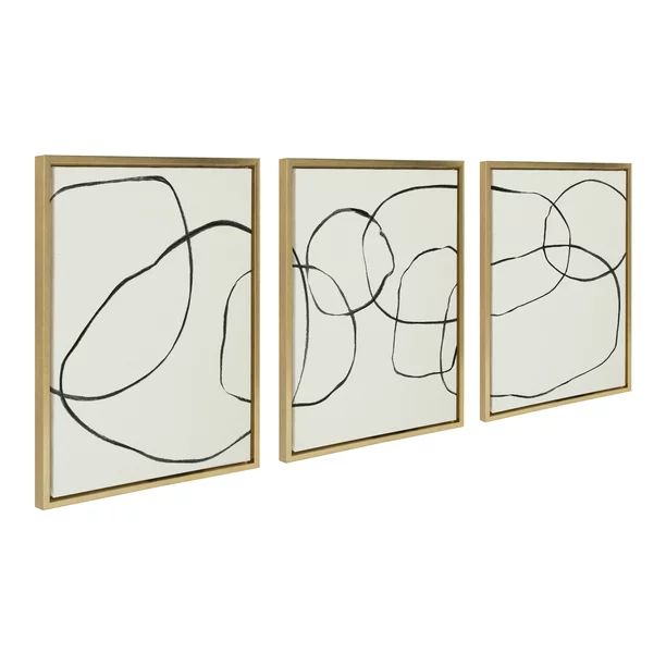 Kate and Laurel Sylvie Dancing Circles Framed Linen Textured Canvas Wall Art Set by Teju Reval of... | Walmart (US)