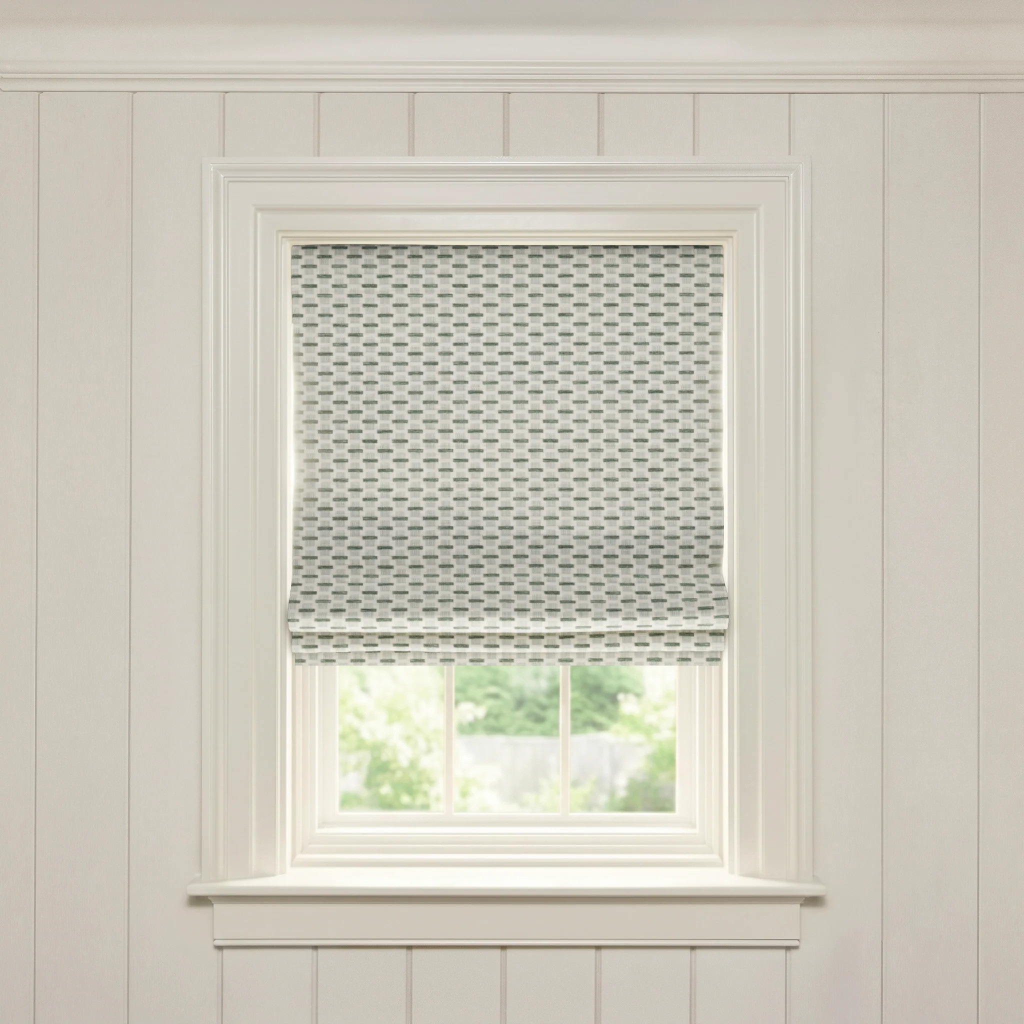 Willow Mint Chenille Jacquard Roman Shade | Pepper Home