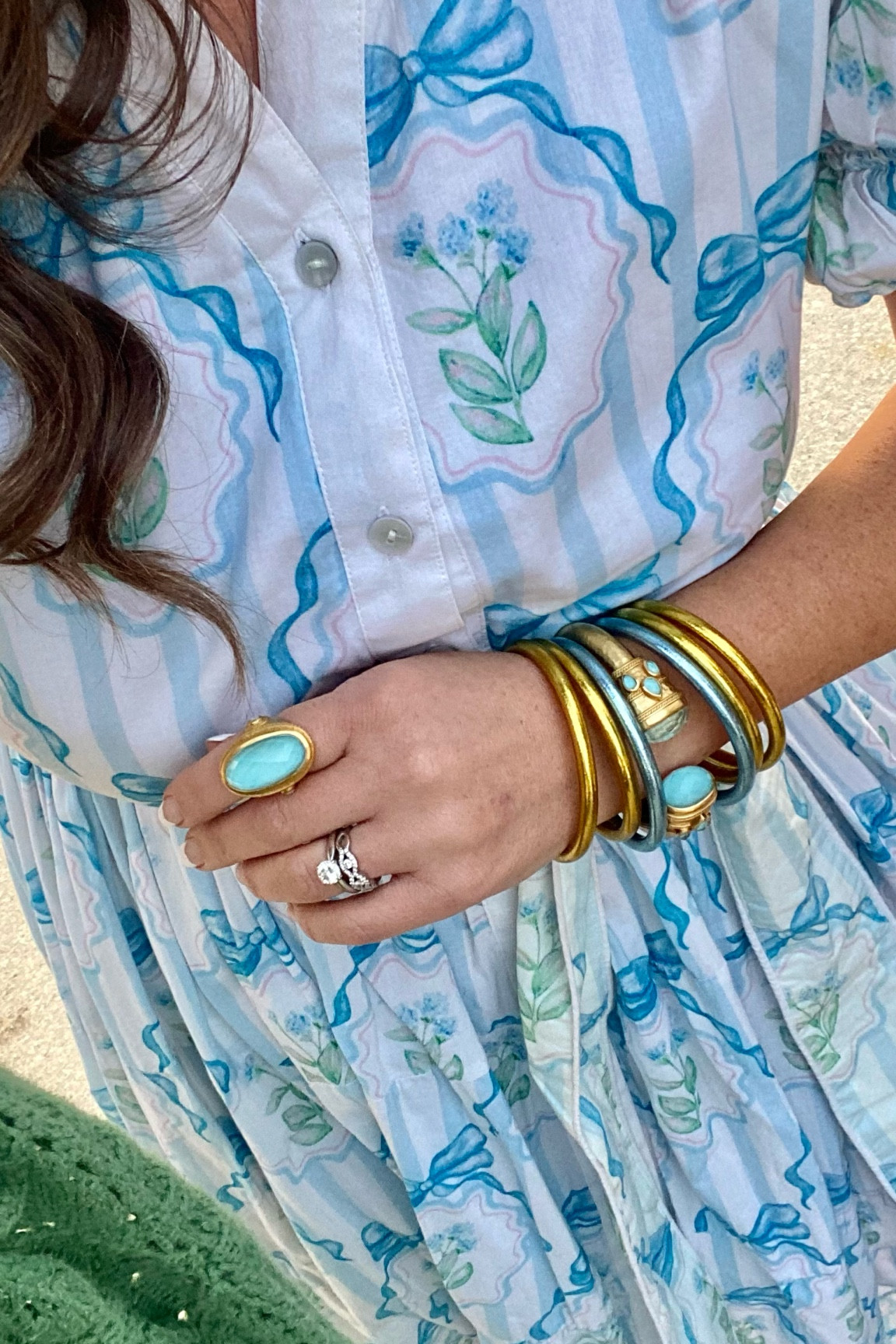This weather is warm so spring dresses and jewelry are coming out! Spring dress / pastels / statement jewelry / waterproof bangles 

#LTKFindsUnder100 #LTKStyleTip #LTKSeasonal