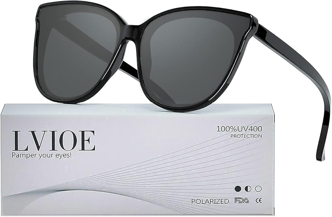 LVIOE Cat Eyes Sunglasses for Women, Polarized Oversized Fashion Vintage Eyewear for Driving Fish... | Amazon (US)