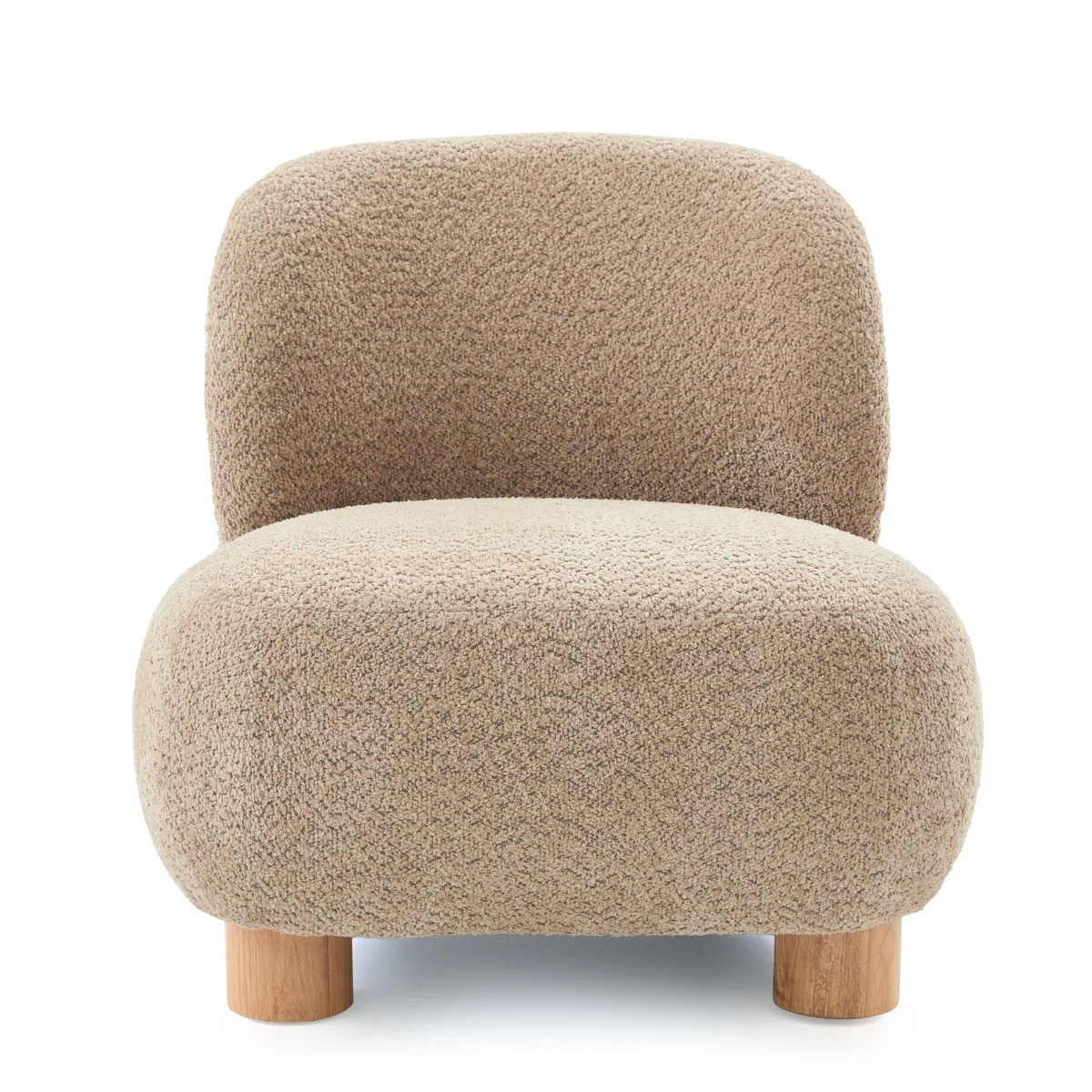 Organic Modern Boucle Upholstered Low-Profile Slipper Accent Chair with Solid Wood Legs | Wayfair North America