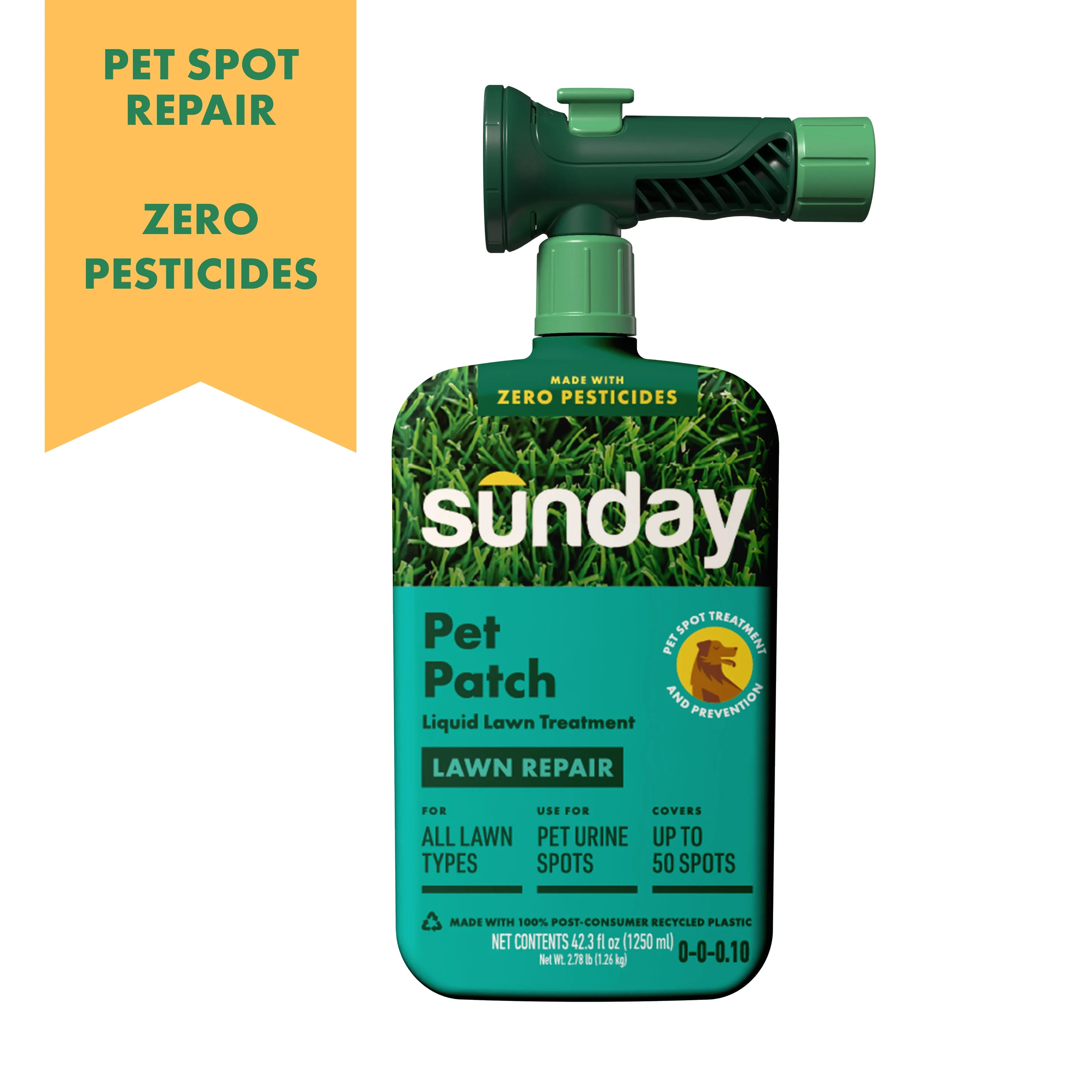 Sunday Pet Patch Ready-to-Spray Lawn Repair for Pet Spots, 42.3 oz, 0-0-0.10,  2500-Sq ft | Walmart (US)