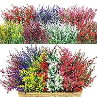 WEAUSUP 21 Bundles Outdoor Faux Plants UV Resistant Faux Bushes Plastic Artificial Flowers Fake O... | Amazon (US)