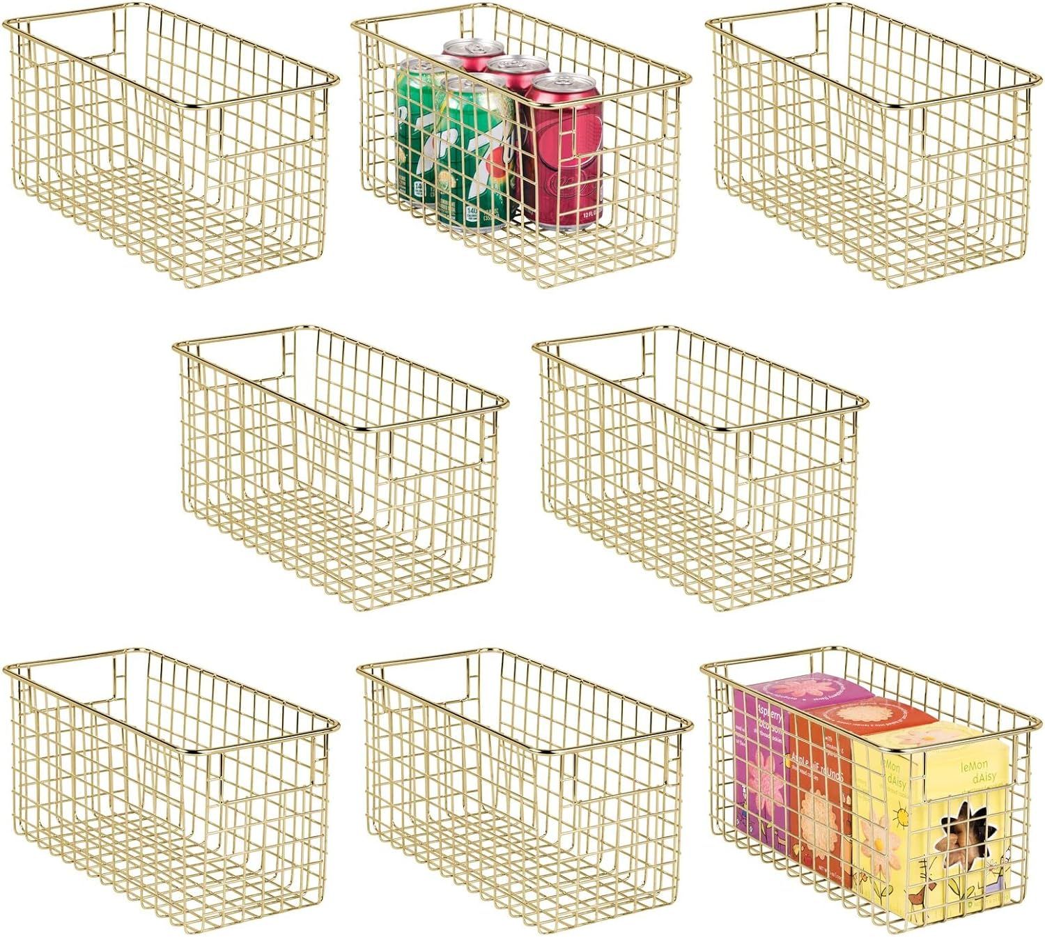 mDesign Metal Wire Food Storage Basket Organizer with Handles for Organizing Kitchen Cabinets, Pa... | Amazon (US)