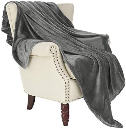 Exclusivo Mezcla Large Flannel Fleece Velvet Plush Throw Blanket – 50" x 70" (Grey) | Amazon (US)