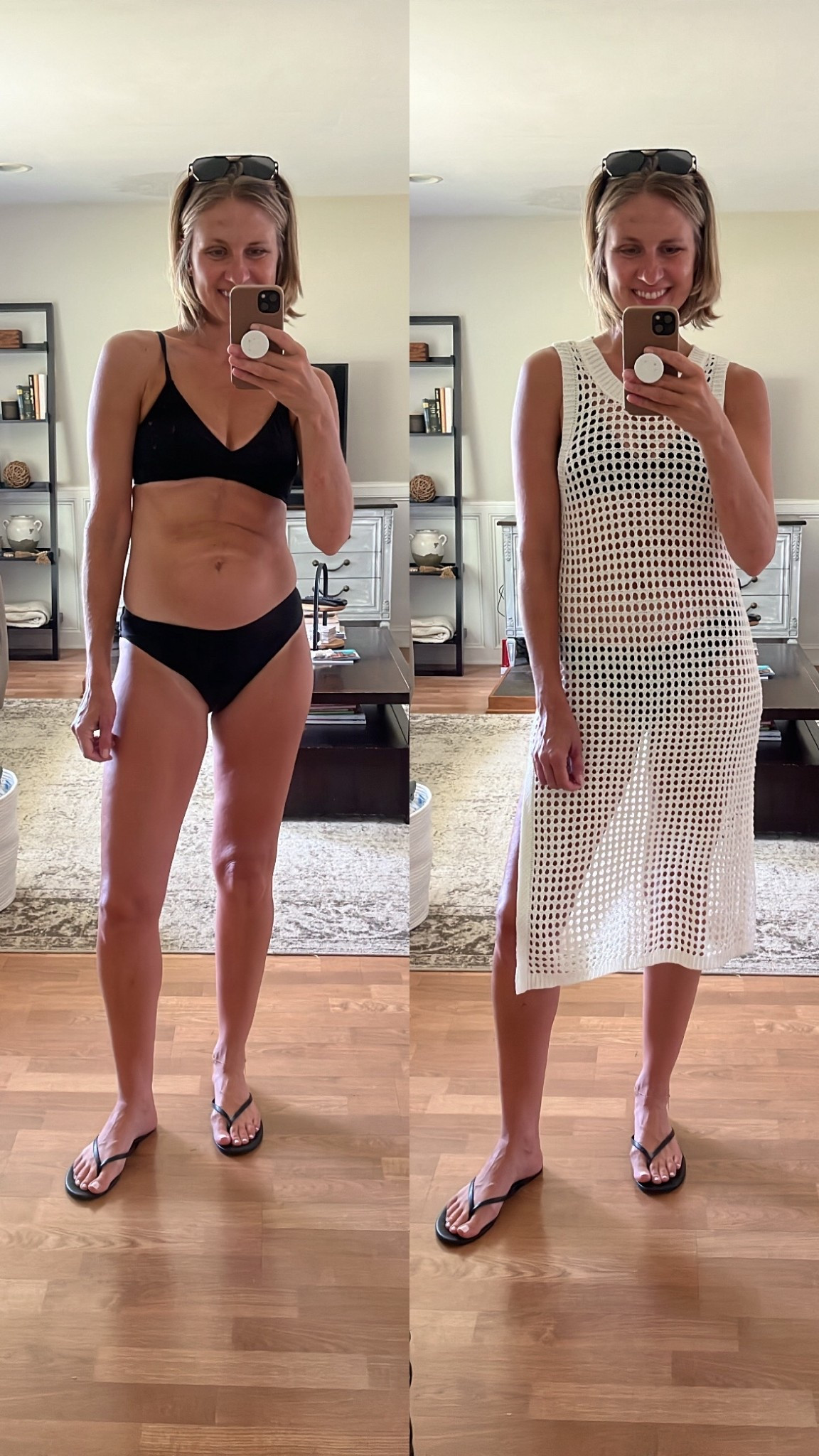 Major sale!!! My bikini is only clearance for $10!!! Wearing my true medium on top and bottom. True 9 sandal. Linked new versions of this Target crochet coverup  
