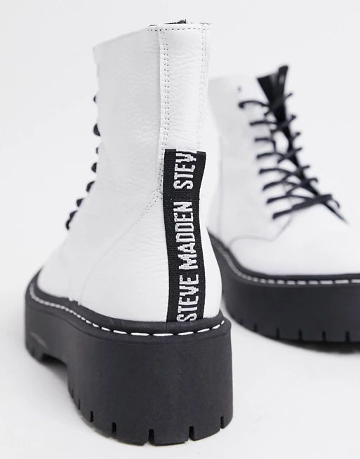 Steve Madden – Skylar – Geschnürte Ankle-Boots aus weißem Leder | ASOS (Global)