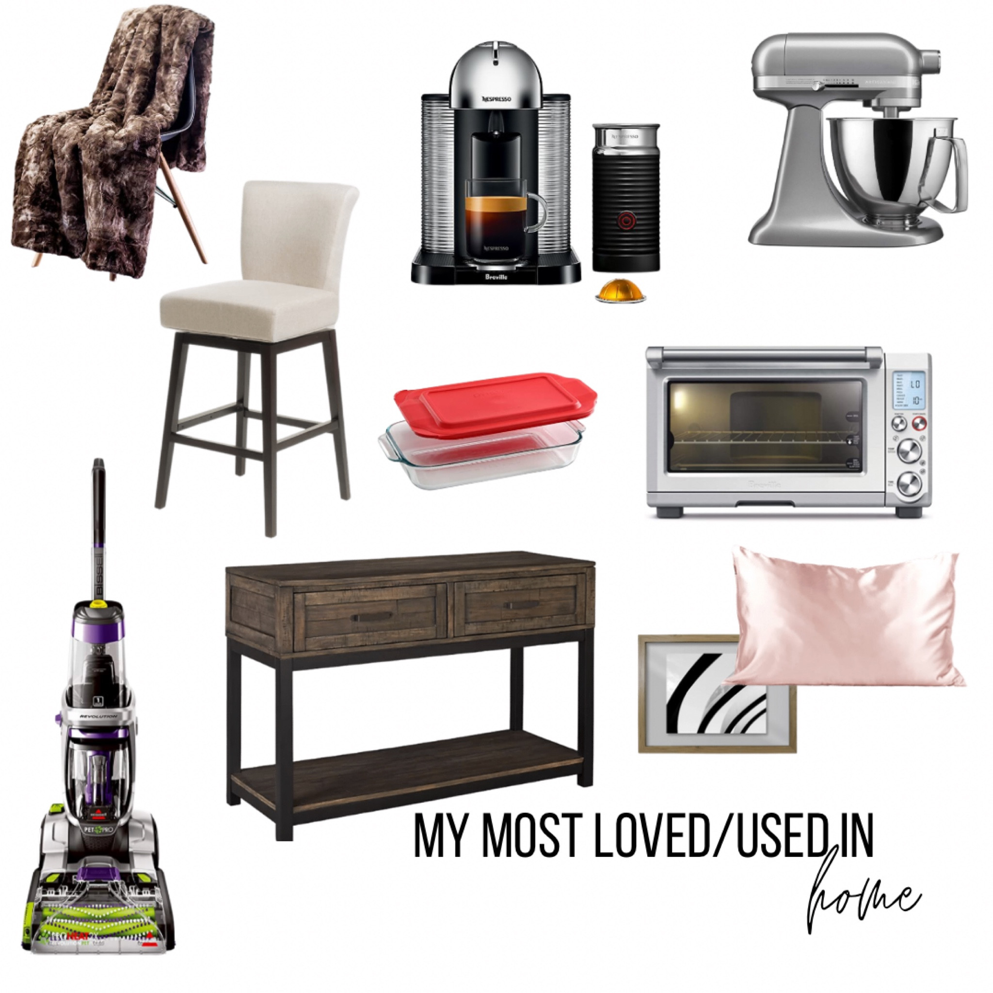 My most used for home! •••

Last year we upgraded our convection oven and use it wayyyy more than our regular kitchen oven! I use my mixer for baked/shredded chicken weekly during meal prep. And the barstools have held up so well at our high top kitchen table & our kitchen bar. The carpet cleaner is always a life saver with pets and indoor/outdoor living with our mild AZ weather! 

• Console table • Sofa table • Throw blanket • cozy blanket • Bissell carpet cleaner • Barstool • swivel barstool • kitchen aide mixer • Nespresso • Pyrex • kitchen appliances • Breville convection oven • 

#LTKfamily #LTKhome #LTKFind