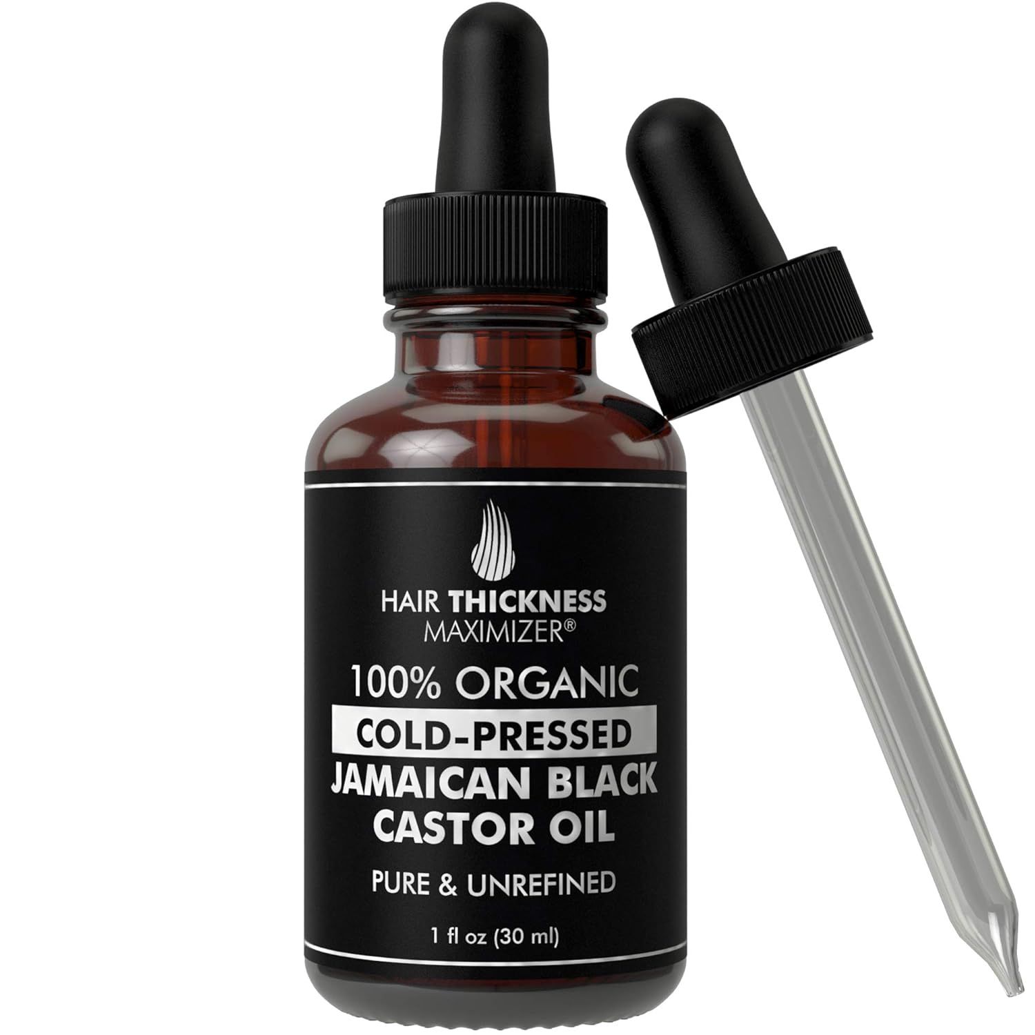 100% Organic Cold-Pressed Jamaican Black Castor Oil (1fl Oz) by Hair Thickness Maximizer. Pure Un... | Amazon (US)