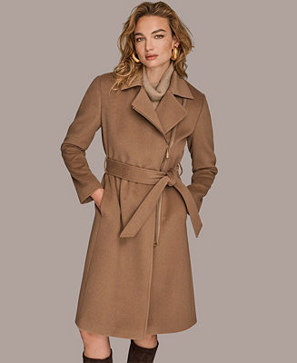 Donna Karan New York Women's Notch Collared Belted Coat - Macy's | Macy's