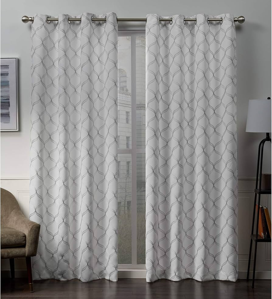 Exclusive Home Curtains - EH8371-01 2-84G Amelia Embroidered Woven Blackout Grommet Top Curtain P... | Amazon (US)