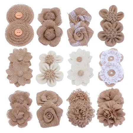 Frcolor Burlap Flowers Craft Flower Wedding Jute Roses Small Bows Bow Natural Rustic Ribbon Diy Lace | Walmart (US)