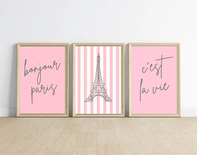 Paris Posters, Paris Print, Girly Bedroom Art, Paris Dorm Room Prints, French Decor, Eiffel Tower... | Etsy (US)