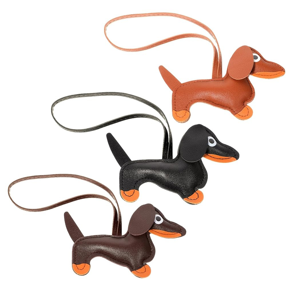 3pcs Dachshund Keychain,Dog Shaped Keychain,Cute Leather Dog Bag Charm for Handbag Accessories,Wo... | Amazon (US)