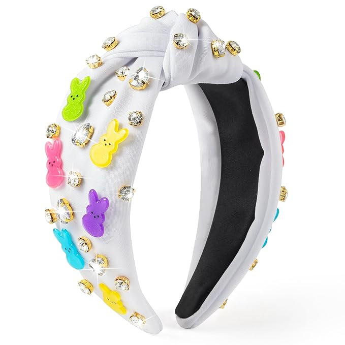 PANTIDE Easter Bunny Jeweled Knotted Headband - Rabbit Rhinestone Crystal Embellished Headband Wi... | Amazon (US)