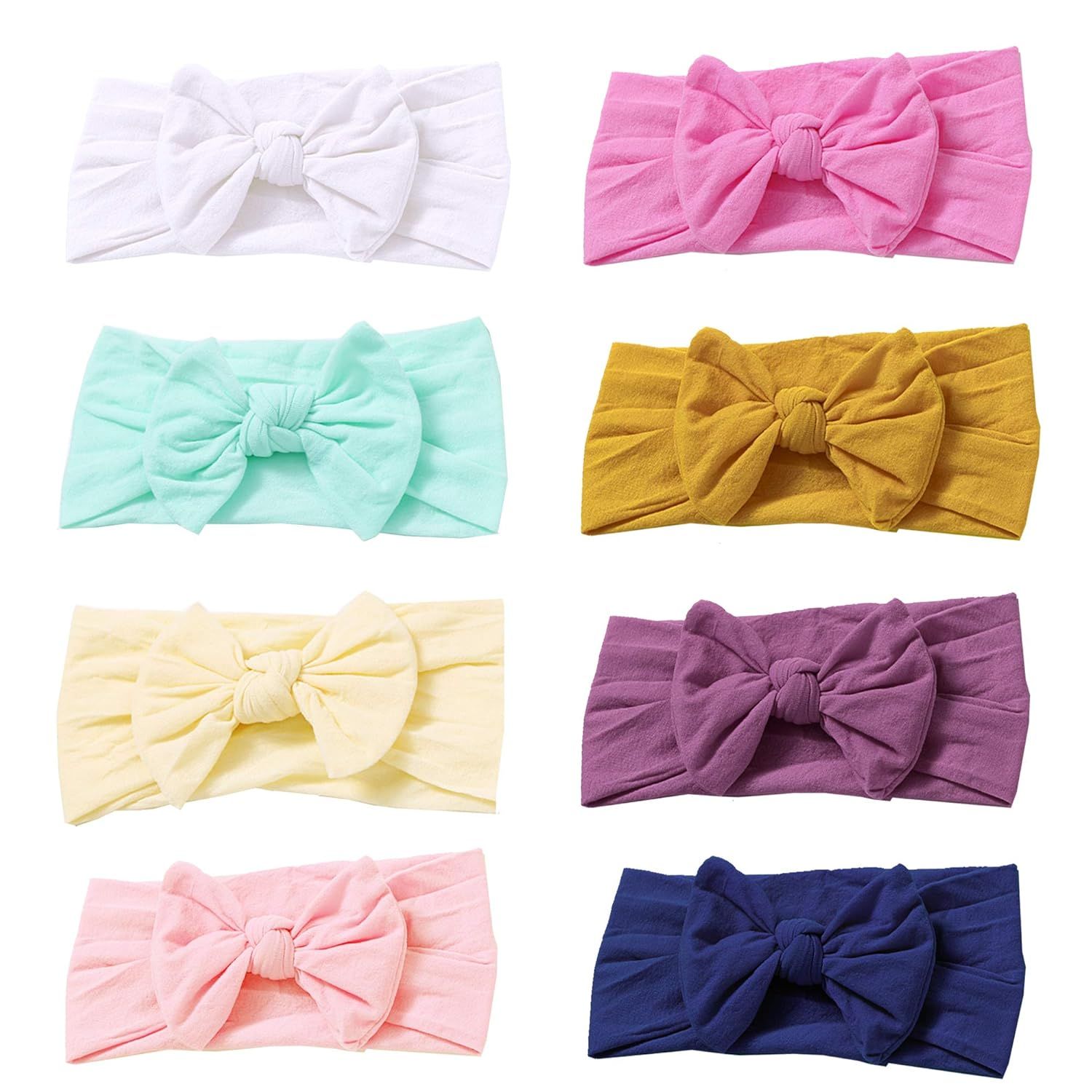 Super Stretchy Knot Nylon Baby Headbands For Newborn Baby Girls Infant Toddlers Kids | Amazon (US)
