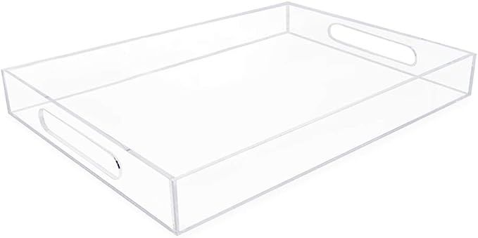 Isaac Jacobs Clear Acrylic Serving Tray (11x17) with Cutout Handles, Spill-Proof, Stackable Org... | Amazon (US)